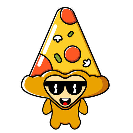Vector illustration of pizza mascot costume triangle cartoon characterのイラスト素材
