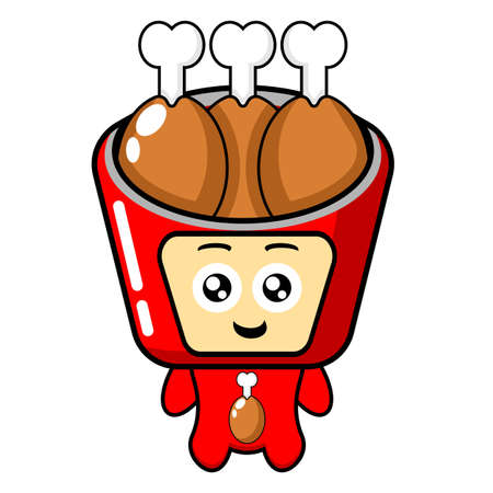 Vector illustration of fried chicken mascot costume cartoon characterのイラスト素材