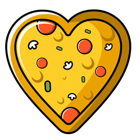 cartoon pizza vector illustration shaped loveのイラスト素材