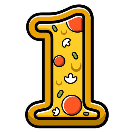 vector number 1. pizza fast foodのイラスト素材