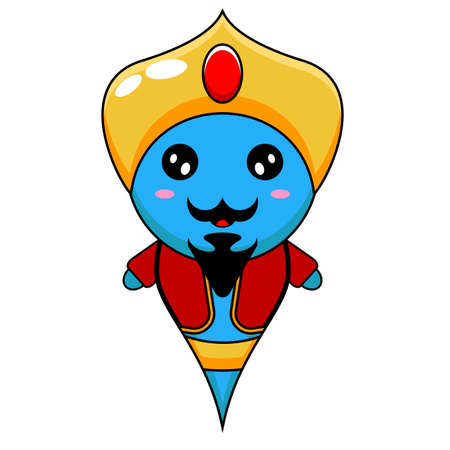 vector illustration of simple cute genie cartoon mascot characterのイラスト素材