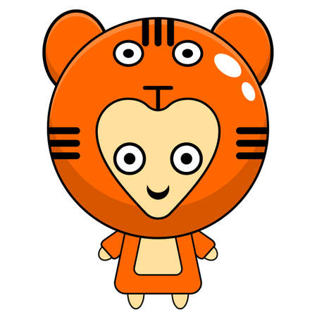 Vector illustration of cute little tiger costume mascot cartoon characterのイラスト素材