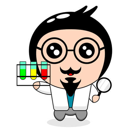 Vector illustration of cute cartoon professor mascot characterのイラスト素材