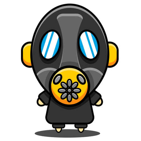 gas mask costume biology mascot character cartoon illustrationのイラスト素材