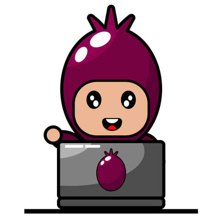 simple cute mascot character cartoon vector Shallot costume worksのイラスト素材