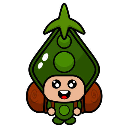 Pea mascot costume cartoon character vector carrying a camping bagのイラスト素材