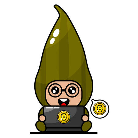 simple cute cardamom spice mascot costume vector cartoon character is at workのイラスト素材