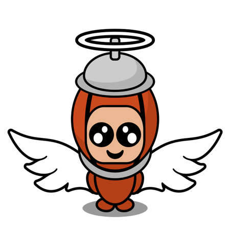 cute doodle pepper grinder angel wings mascot costume cartoon characterのイラスト素材
