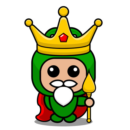 vector cartoon character cute doodle rolling pin mascot costume king and holding king scepterのイラスト素材