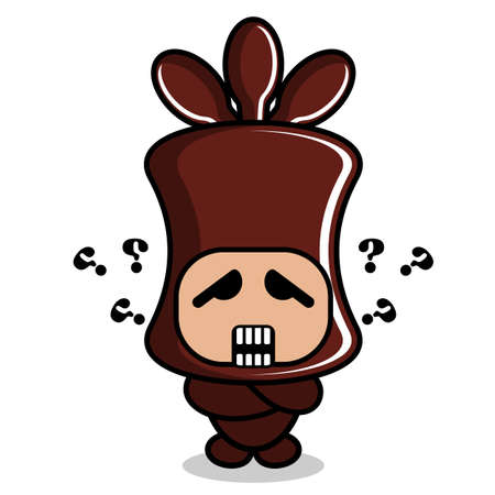 cartoon cute chocolate candy roll mascot costume character with confused expressionのイラスト素材