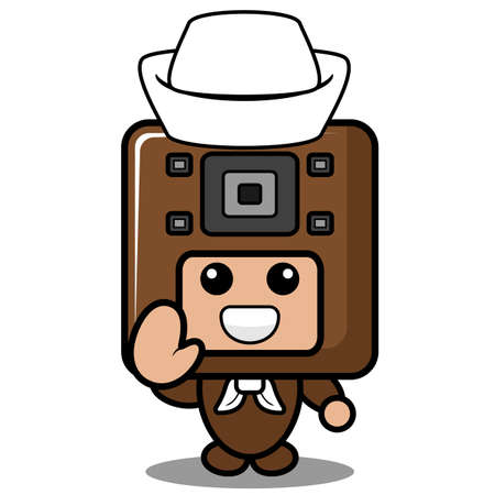 vector cartoon character sound speaker doodle costume cute mascot sailor wavingのイラスト素材