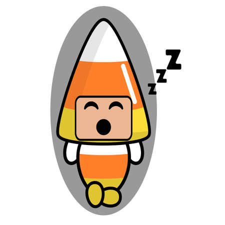 halloween candy mascot costume illustration cute cartoon character with sleeping expressionのイラスト素材