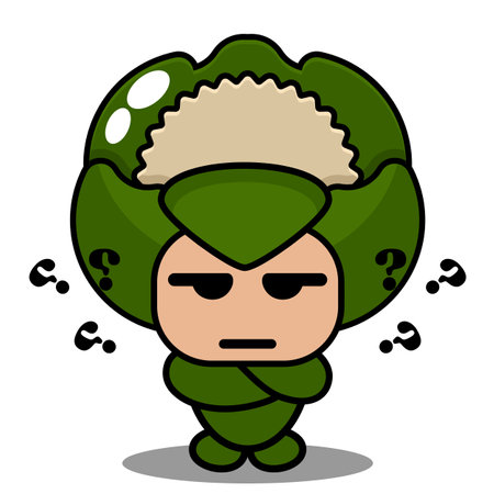 vector illustration of cauliflower vegetable mascot costume character cartoon with annoyed expressionのイラスト素材
