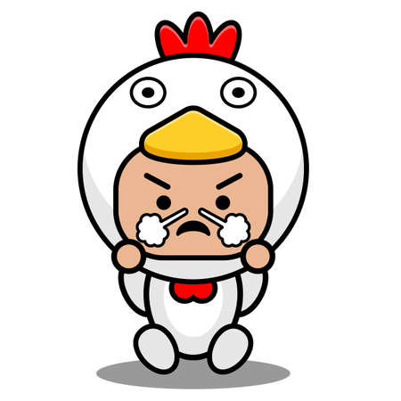 vector illustration of cartoon character mascot costume animal fowl chicken with annoyed expressionのイラスト素材