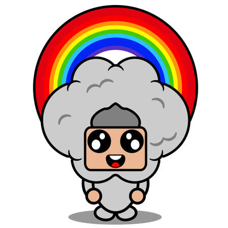 vector cartoon character mascot costume weather conditions cute cloud with rainbowのイラスト素材