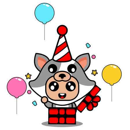 vector cartoon character cute pet cat mascot costume birthday giftのイラスト素材
