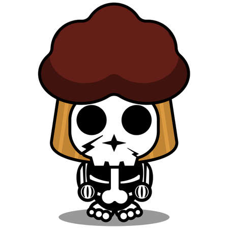 vector cartoon character mascot costume human skull cake cute muffin foodのイラスト素材