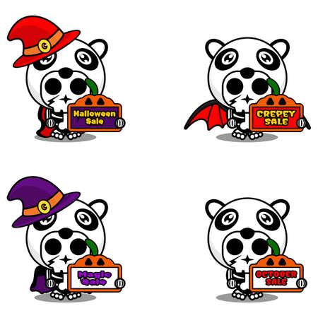 discount sale halloween party design, skull animal costume vector illustrationのイラスト素材