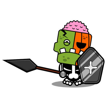 cartoon character costume vector illustration
pumpkin zombie mascot holding shield and spearのイラスト素材
