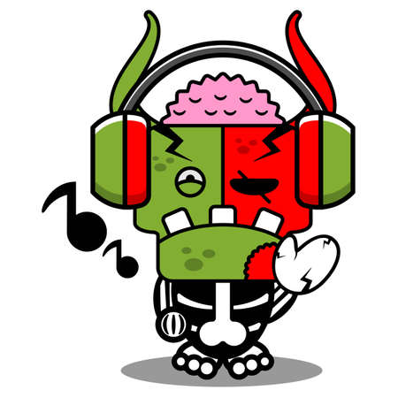 cartoon character costume vector illustration
cute zombie demon mascot listening musicのイラスト素材