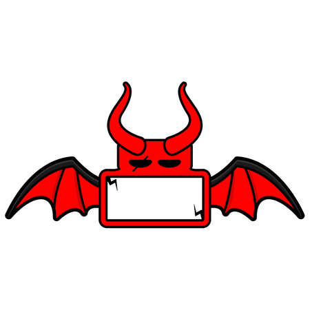 red devil mascot character cartoon vector cute skull bat board