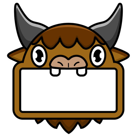 cute buffalo animal board vector illustration designのイラスト素材