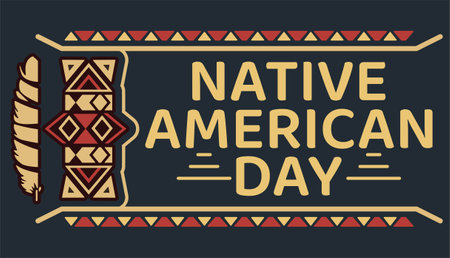 Native American Day: Traditional Emblems with Distinctive Geometric Elementsのイラスト素材