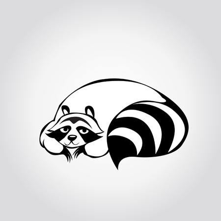 Cartoon raccoon on a gray backgroundのイラスト素材
