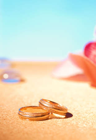 Golden wedding ringsの写真素材