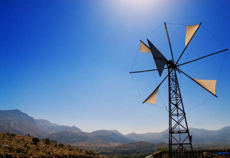 Old broken windmill (Crete, Greece)の写真素材