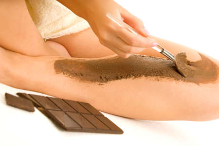 Chocolate mask applied to bodyの写真素材