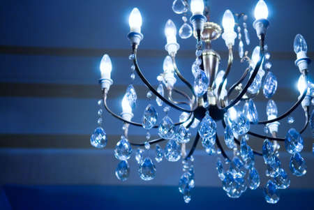 Vintage crystal lamp toned in blueの写真素材