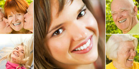 Smiling people collageの写真素材