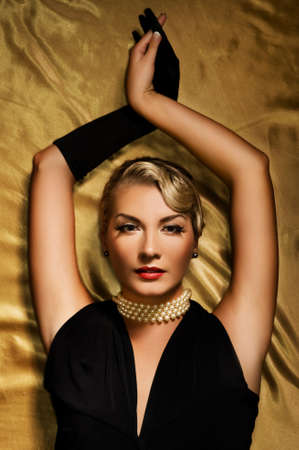 Lovely woman retro portraitの写真素材