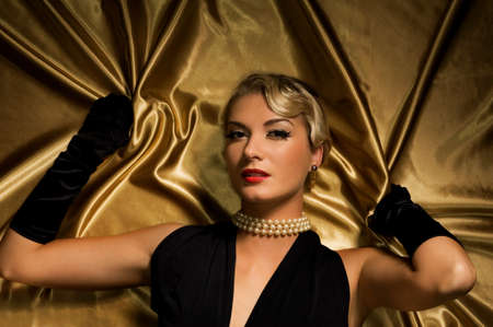 Lovely woman retro portraitの写真素材