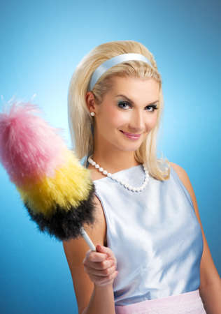 Funny housewife retro portraitの写真素材