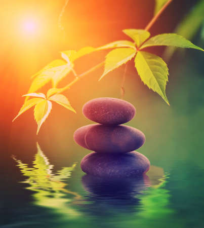 Stone tower reflected in rendered waterの写真素材