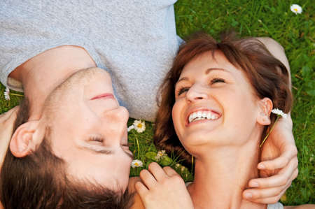 Young couple in love outdoors

