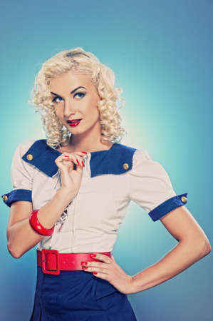 Lovely woman retro portraitの写真素材