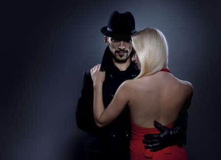 Couple in love retro portraitの写真素材