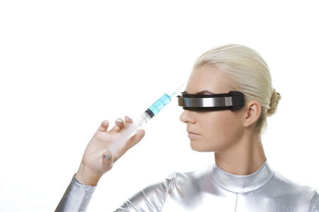 Cyber woman making botox injectionの写真素材
