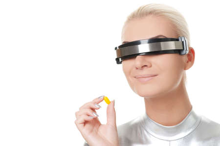 Beautiful cyber woman with a pill 

の写真素材