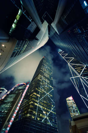 Modern skyscrapers at night timeの写真素材