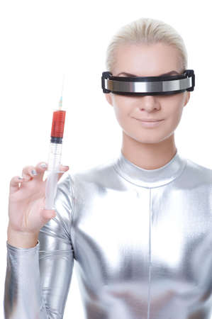 Beautiful cyber woman with syringe 

の写真素材