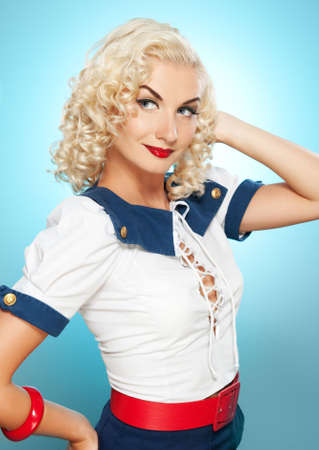 Lovely woman retro portrait の写真素材