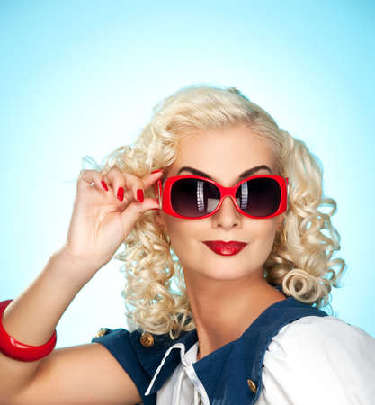Lovely woman retro portrait の写真素材