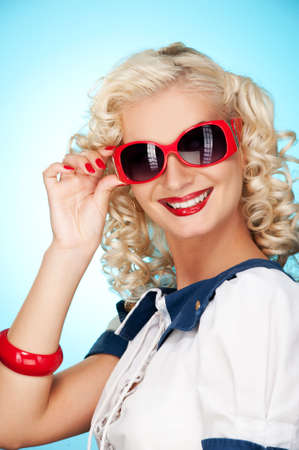 Lovely woman retro portrait の写真素材