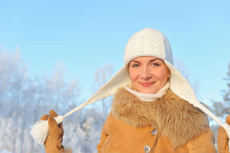 Beautiful woman enjoying winter day の写真素材