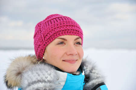 Beautiful woman enjoying winter day 
の写真素材