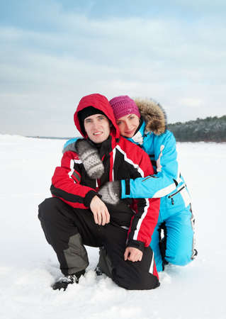 Beautiful couple enjoying winter dayの写真素材